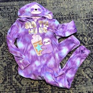 Justice girls one piece fleece pajama size 12